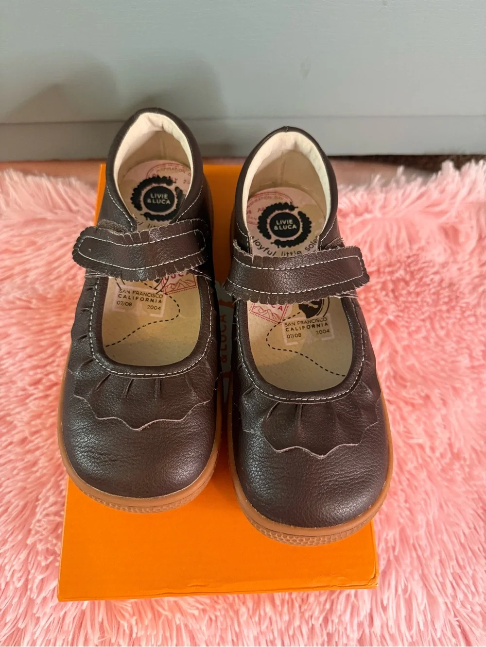 Livie & Luca Girls' Dark Brown Leather Mary Janes